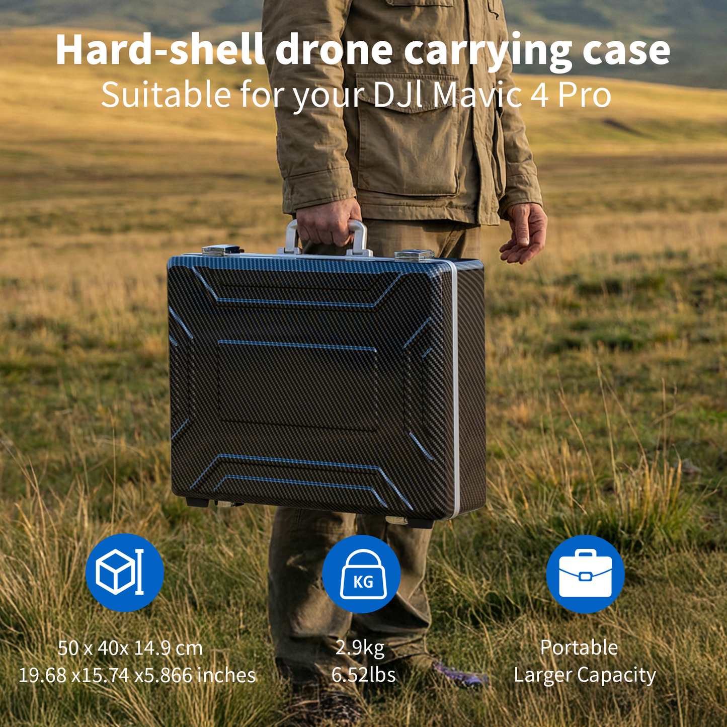 Drone Carrying Case for DJI Mavic 4 Pro/Creator Combo, Portable Hard Shell Storage Case with Custom Foam, Compatible with RC Pro 2/RC 2 Remote Controller, Charging Hub, Batteries and Accessories