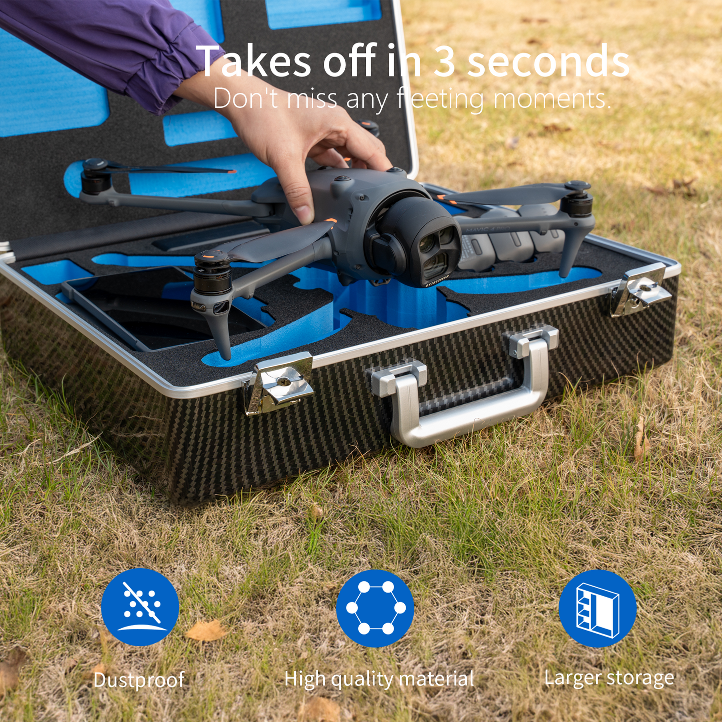 Drone Carrying Case for DJI Mavic 4 Pro/Creator Combo, Portable Hard Shell Storage Case with Custom Foam, Compatible with RC Pro 2/RC 2 Remote Controller, Charging Hub, Batteries and Accessories