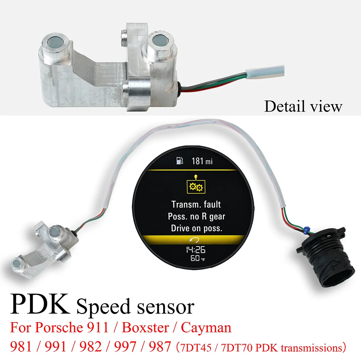 Capteur de distance PDK Capteur de vitesse pour Porsche 911, Boxster et modèles Cayman avec transmissions PDK 7DT45 / 7DT70.