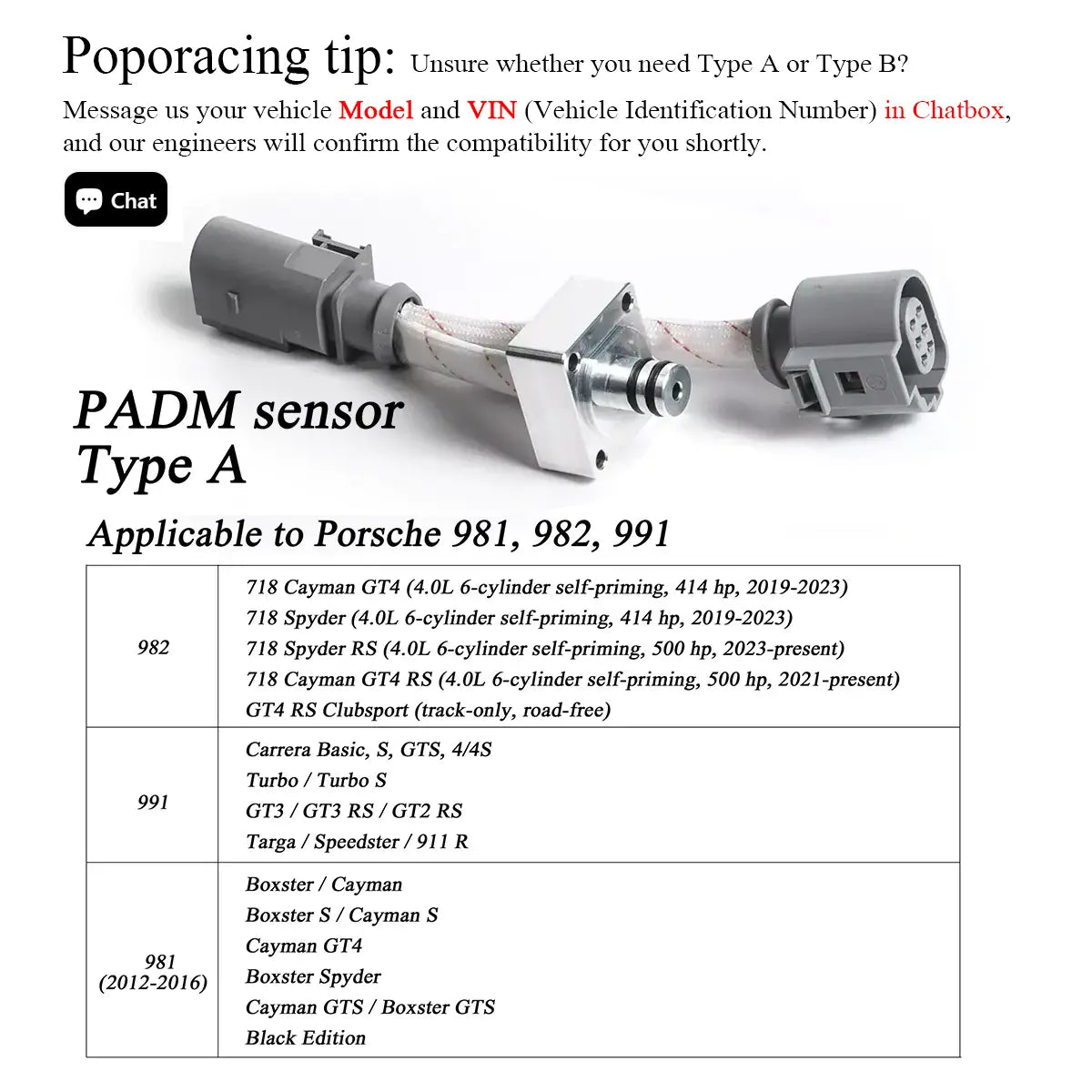 Upgraded PADM sensor—Type A For Porsche 911/718（Applicable to 981/982/991）